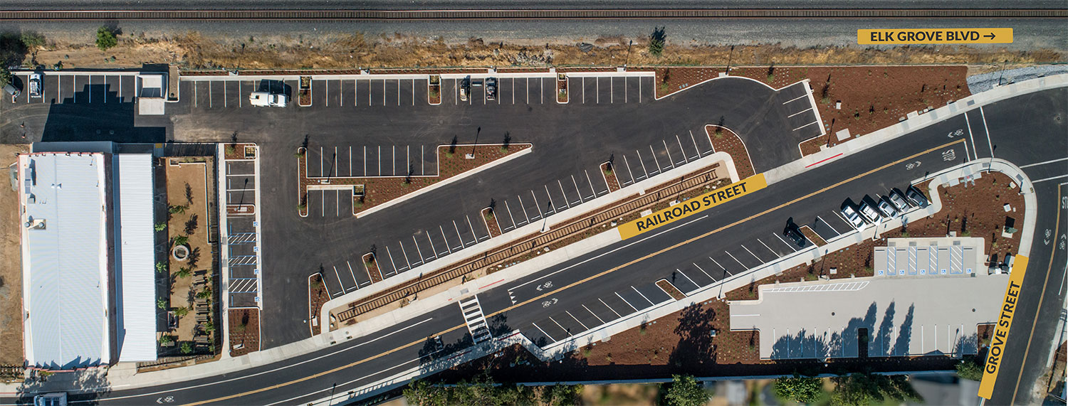 Birds-eye-view of the parking lots